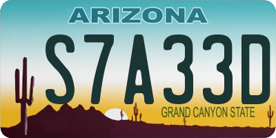 AZ license plate S7A33D