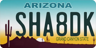 AZ license plate SHA8DK