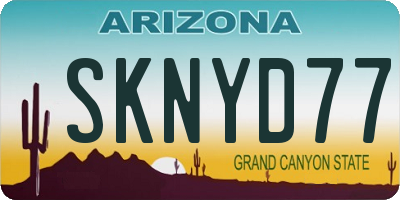 AZ license plate SKNYD77