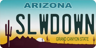 AZ license plate SLWDOWN