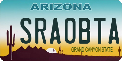AZ license plate SRAOBTA
