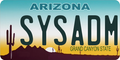 AZ license plate SYSADM