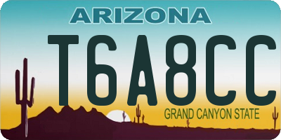 AZ license plate T6A8CC