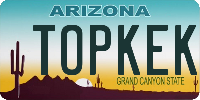 AZ license plate TOPKEK