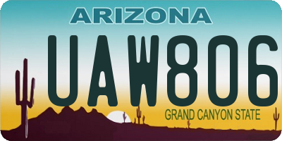 AZ license plate UAW806