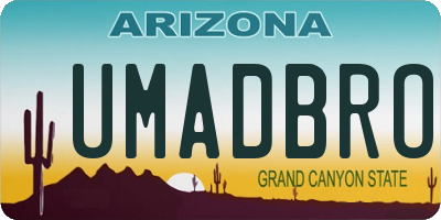 AZ license plate UMADBRO