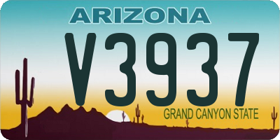 AZ license plate V3937