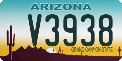 AZ license plate V3938