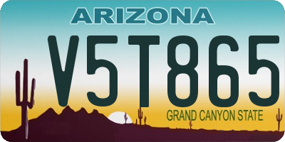 AZ license plate V5T865