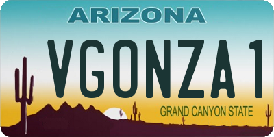 AZ license plate VGONZA1