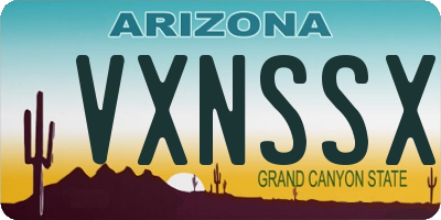 AZ license plate VXNSSX