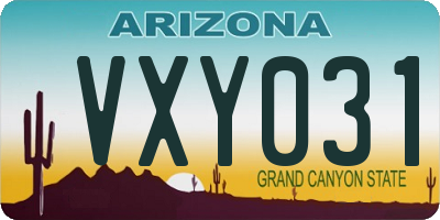 AZ license plate VXY031