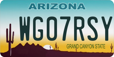 AZ license plate WG07RSY