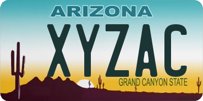 AZ license plate XYZAC