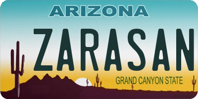 AZ license plate ZARASAN