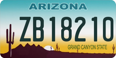 AZ license plate ZB18210