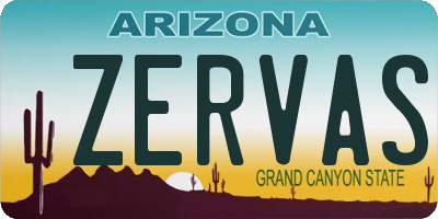 AZ license plate ZERVAS