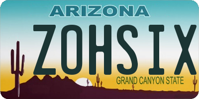 AZ license plate ZOHSIX