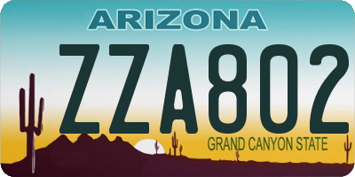 AZ license plate ZZA802