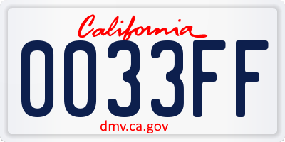 CA license plate 0033FF