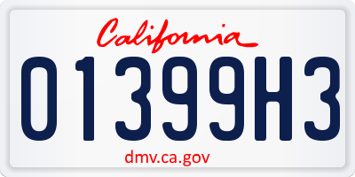 CA license plate 01399H3