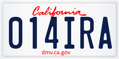CA license plate 014IRA