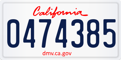 CA license plate 0474385