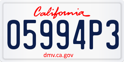 CA license plate 05994P3