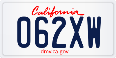 CA license plate 062XW