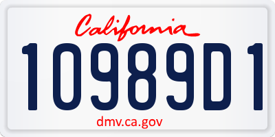 CA license plate 10989D1