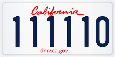 CA license plate 111110