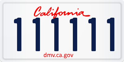 CA license plate 111111