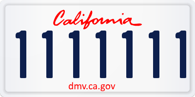 CA license plate 1111111