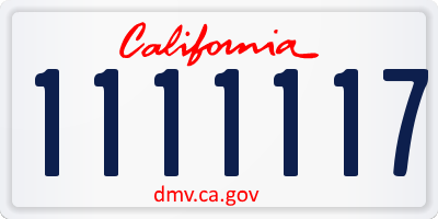 CA license plate 1111117