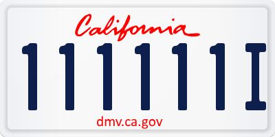 CA license plate 111111I