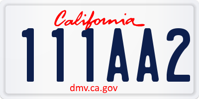 CA license plate 111AA2