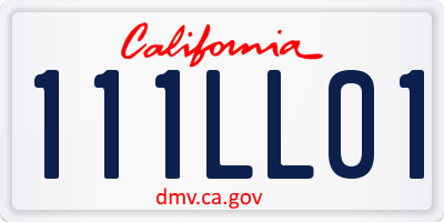 CA license plate 111LL01