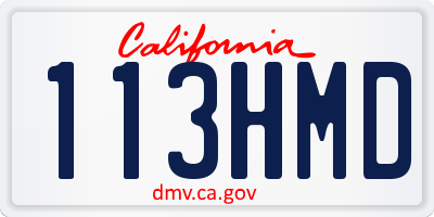 CA license plate 113HMD