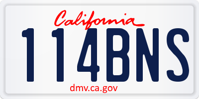 CA license plate 114BNS