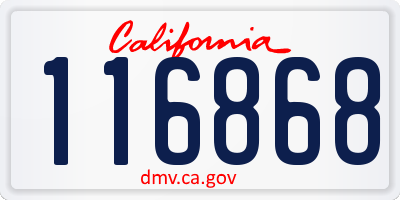 CA license plate 116868