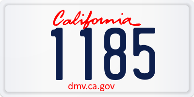 CA license plate 1185