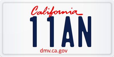 CA license plate 11AN