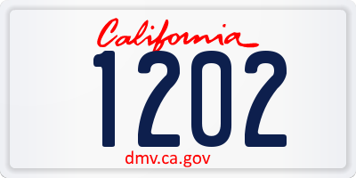 CA license plate 1202