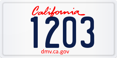 CA license plate 1203