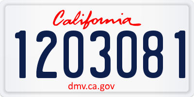 CA license plate 1203081