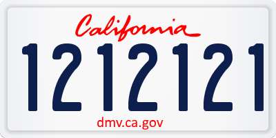 CA license plate 1212121