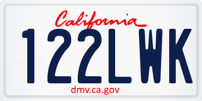 CA license plate 122LWK