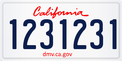 CA license plate 1231231