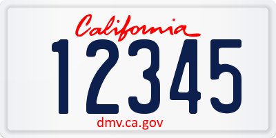 CA license plate 12345