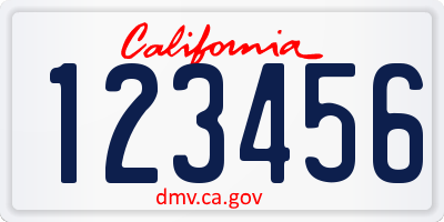 CA license plate 123456